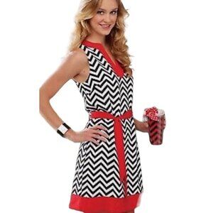 Mud Pie Tunic Dress, Red & Blk Sz. S